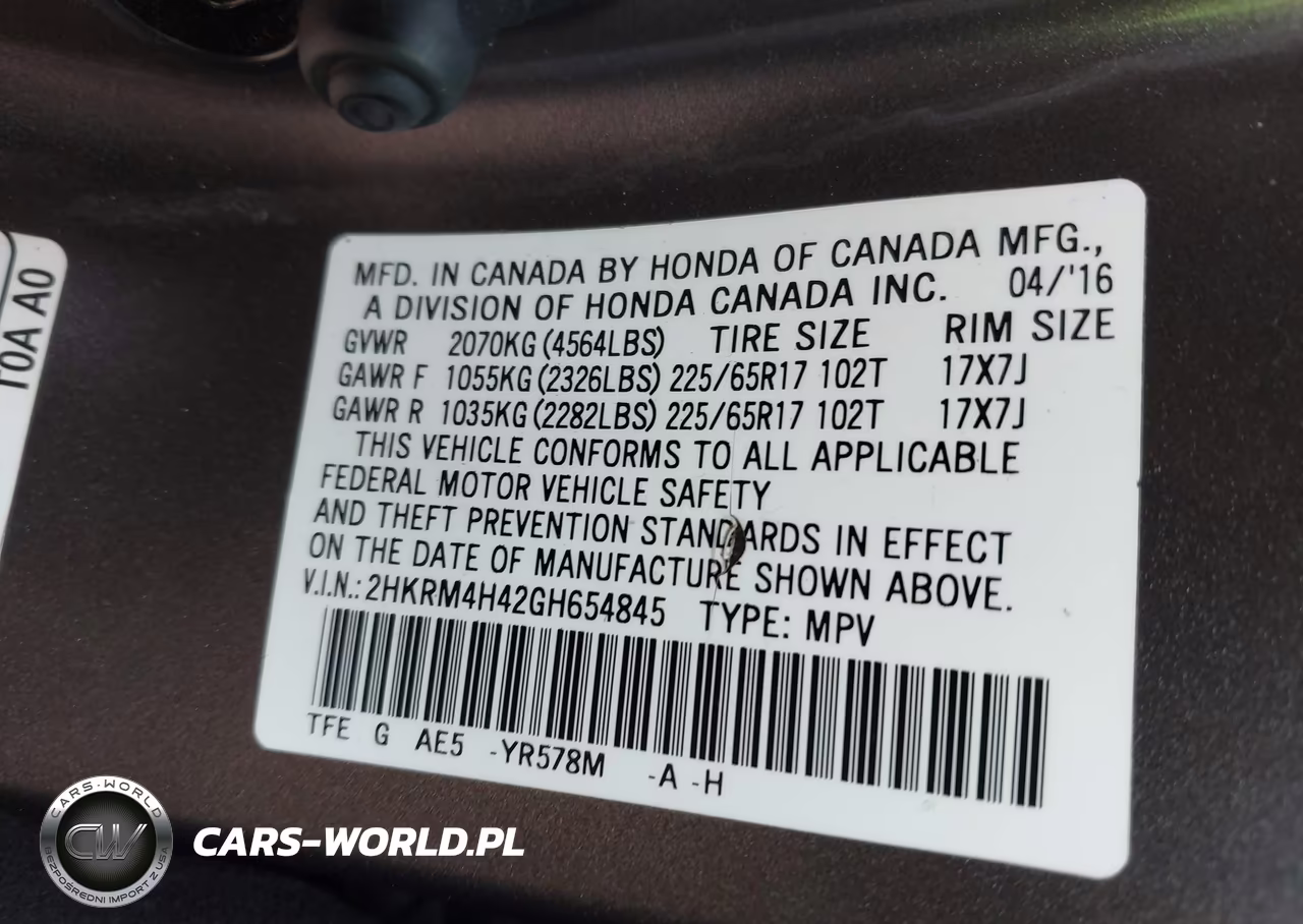 2016 Honda Cr-V Se VIN:2HKRM4H42GH654845 - 9