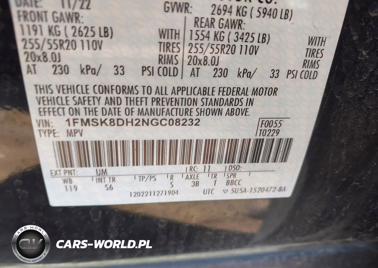 2022 Ford Explorer Xlt VIN:1FMSK8DH2NGC08232 - 9