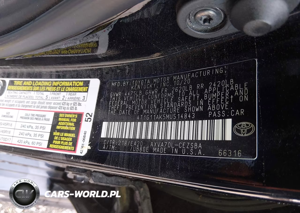 2021 Toyota Camry Se VIN:4T1G11AK5MU514843 - 9