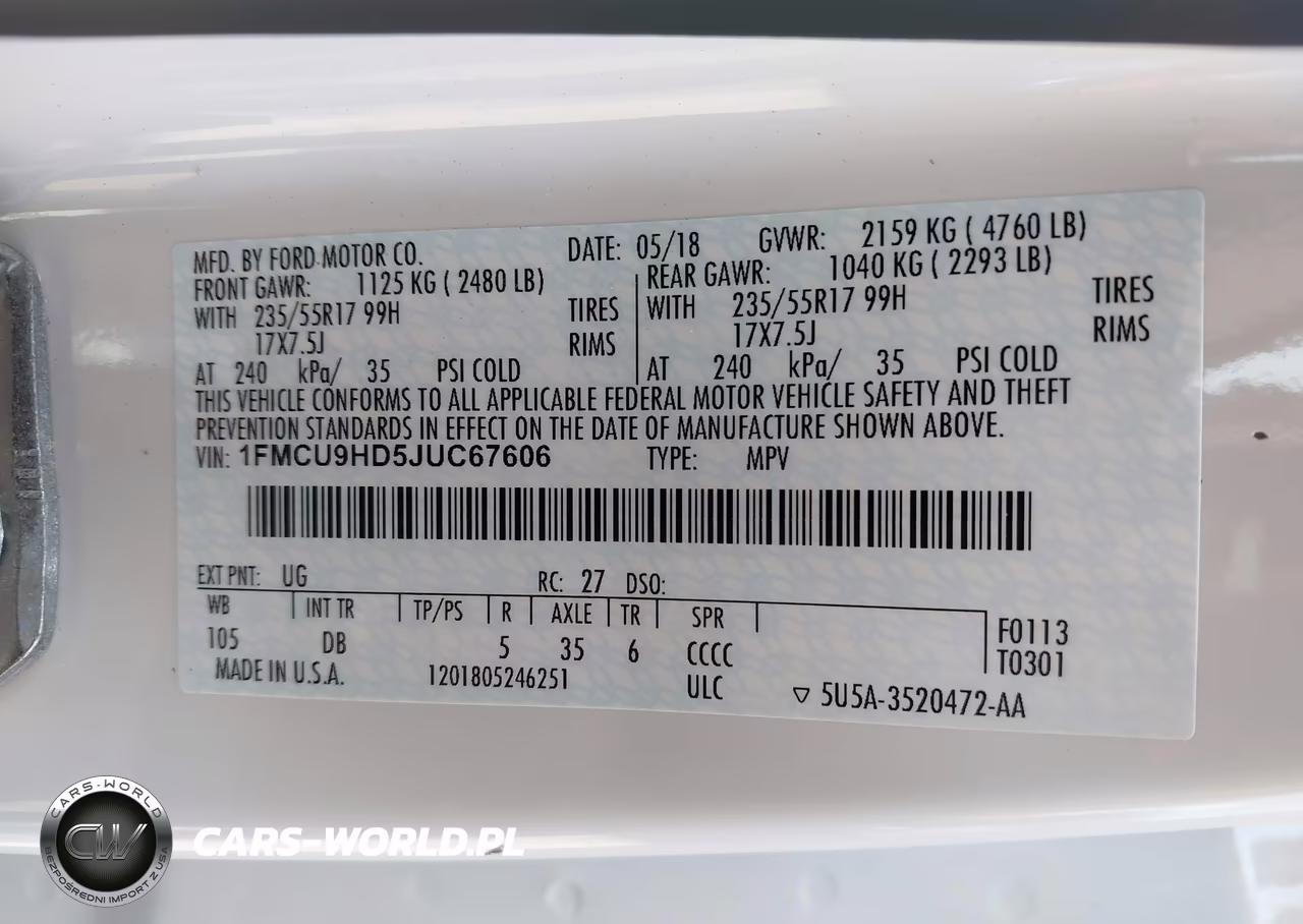 2018 Ford Escape Sel VIN:1FMCU9HD5JUC67606 - 9