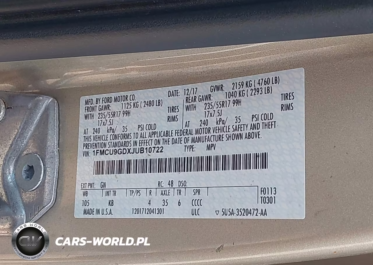 2018 Ford Escape Se VIN:1FMCU9GDXJUB10722 - 9