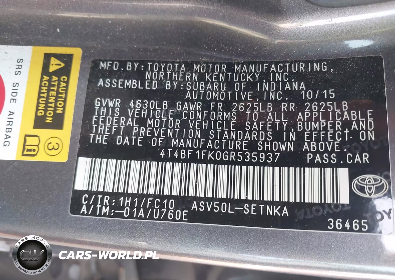 2016 Toyota Camry Le VIN:4T4BF1FK0GR535937 - 9