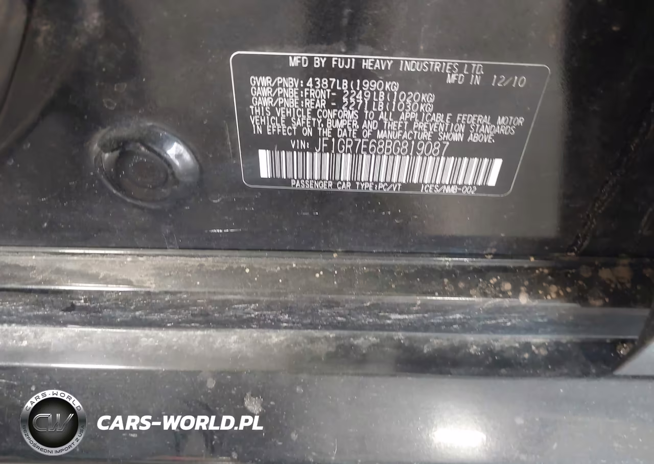 2011 Subaru Impreza Wrx Limited VIN:JF1GR7E68BG819087 - 9