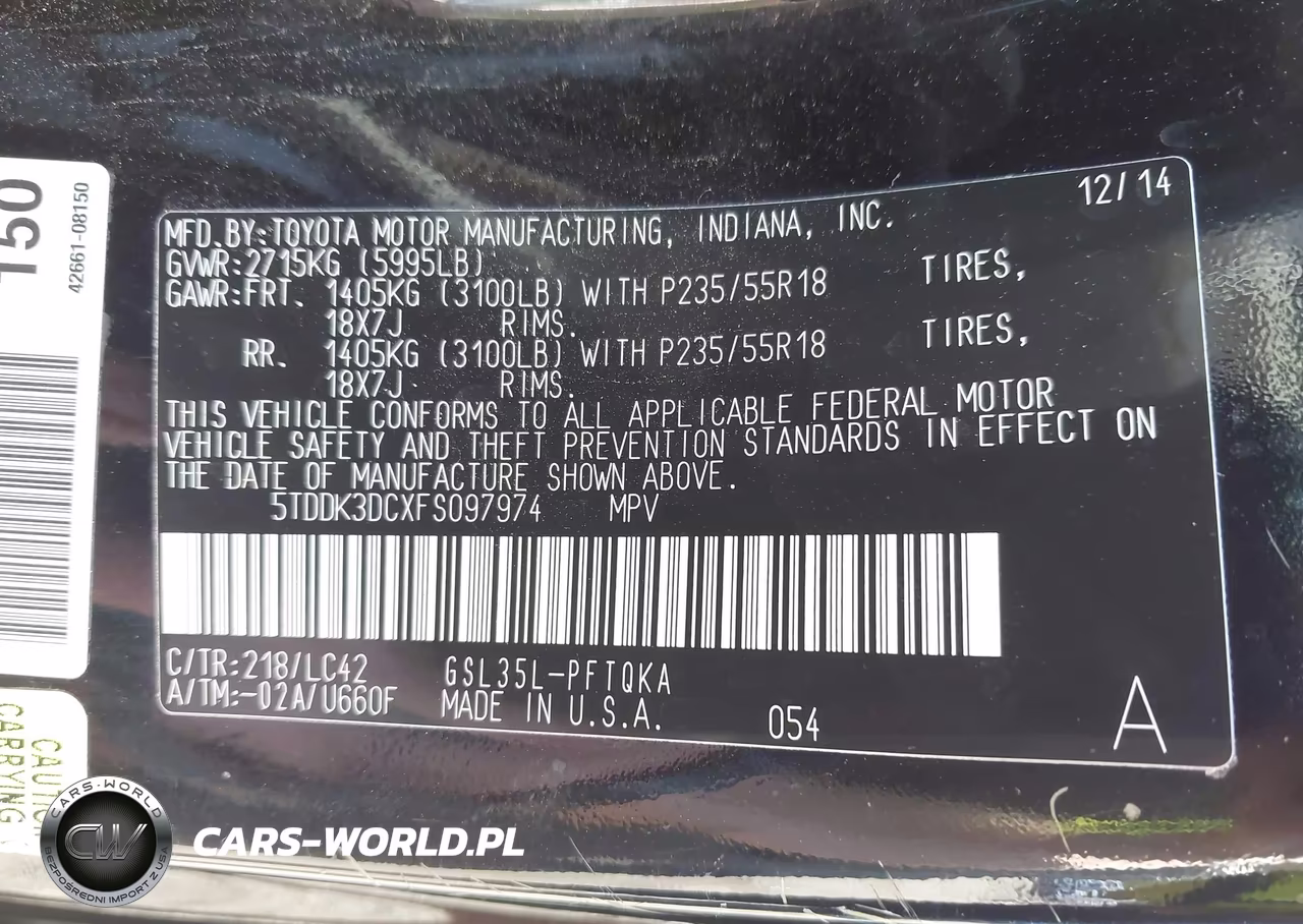 2015 Toyota Sienna Xle 7 Passenger VIN:5TDDK3DCXFS097974 - 9