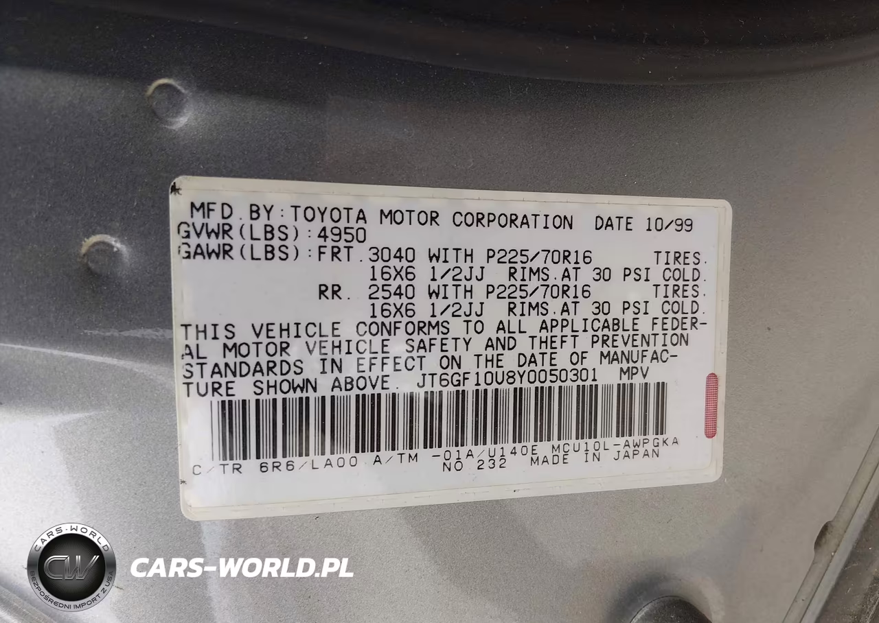2000 Lexus Rx 300 VIN:JT6GF10U8Y0050301 - 9