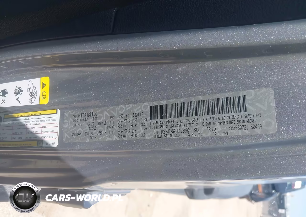 2020 Jeep Gladiator Sport S 4X4 VIN:1C6HJTAG0LL128097 - 9