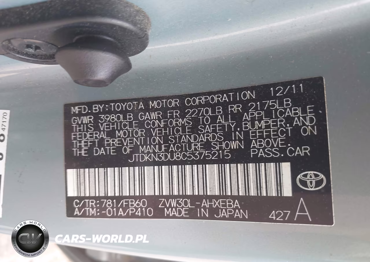 2012 Toyota Prius Three VIN:JTDKN3DU8C5375215 - 9