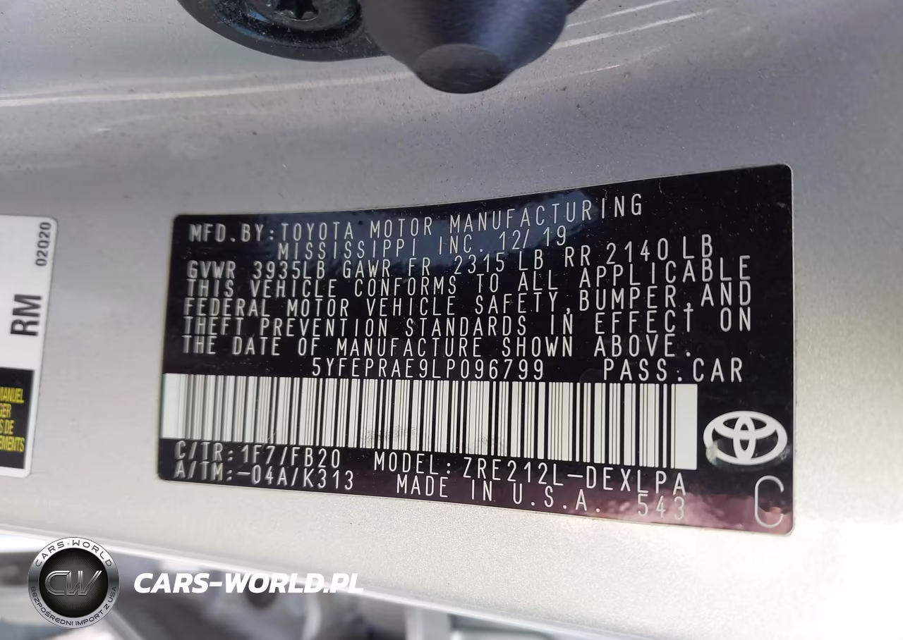 2020 Toyota Corolla Le VIN:5YFEPRAE9LP096799 - 9