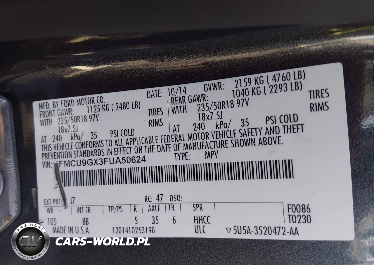 2015 Ford Escape Se VIN:1FMCU9GX3FUA50624 - 9