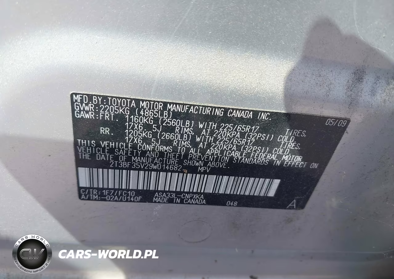 2009 Toyota Rav4 VIN:2T3BF35V29W014682 - 9
