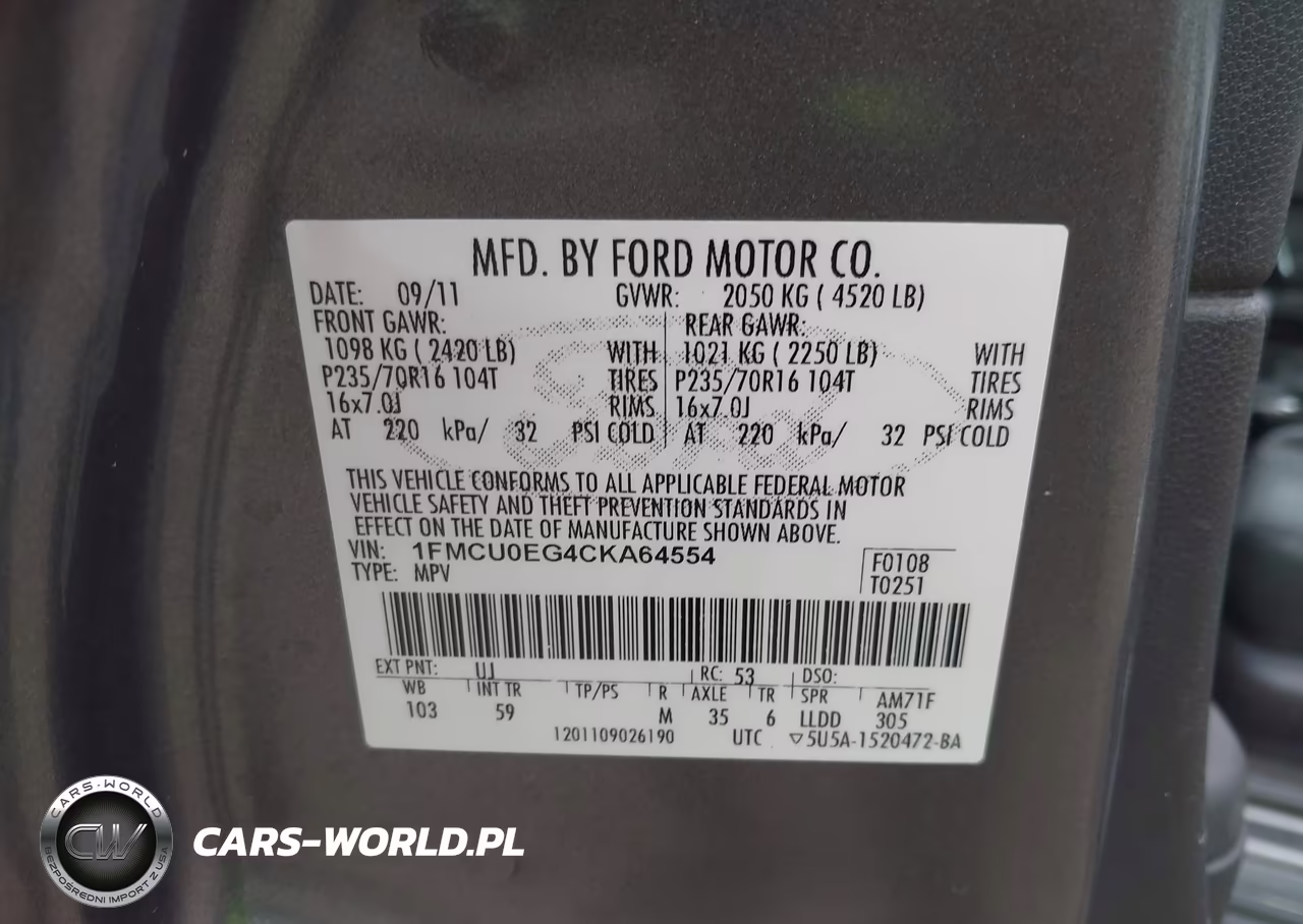 2012 Ford Escape Limited VIN:1FMCU0EG4CKA64554 - 9