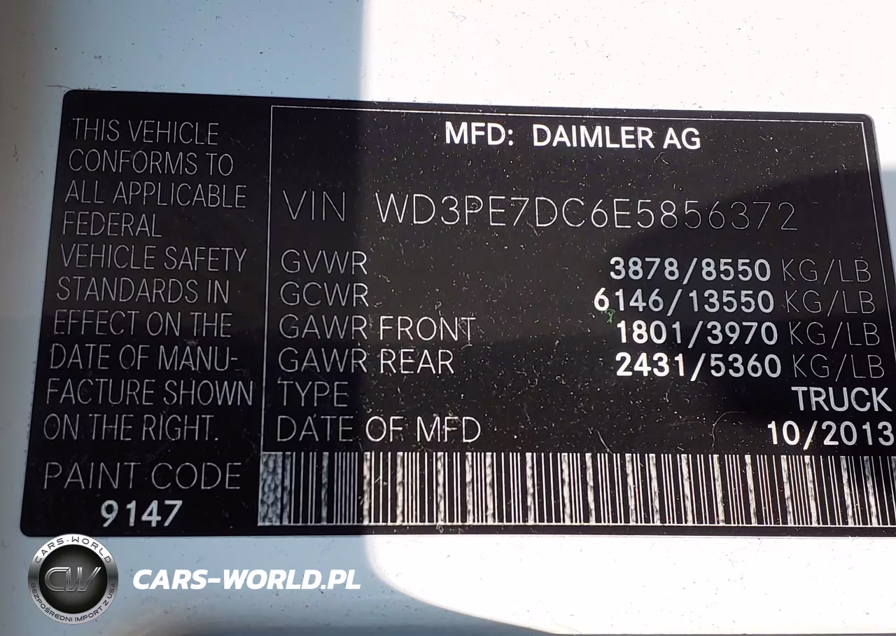 2014 Mercedes-Benz Sprinter 2500 Normal Roof VIN:WD3PE7DC6E5856372 - 9