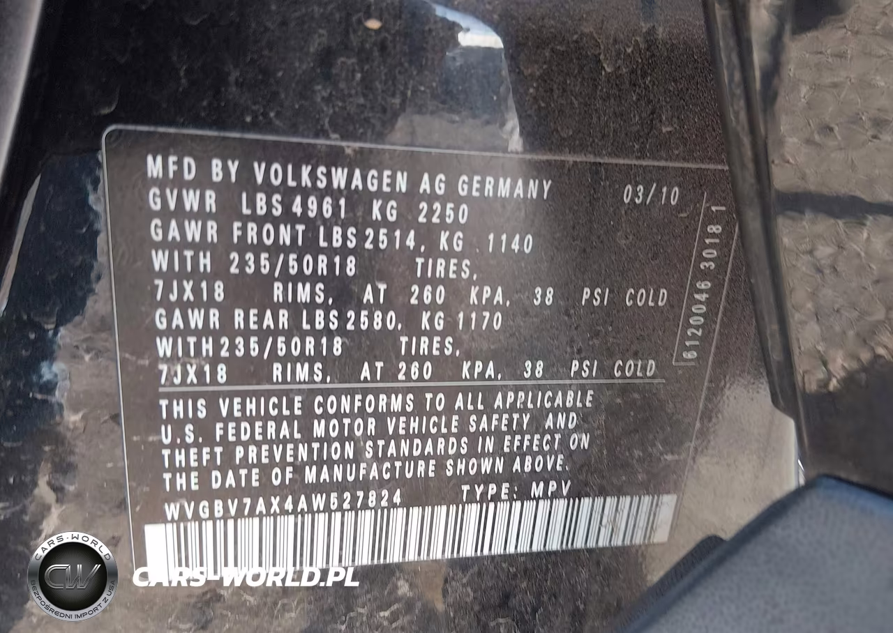 2010 Volkswagen Tiguan VIN:WVGBV7AX4AW527824 - 9