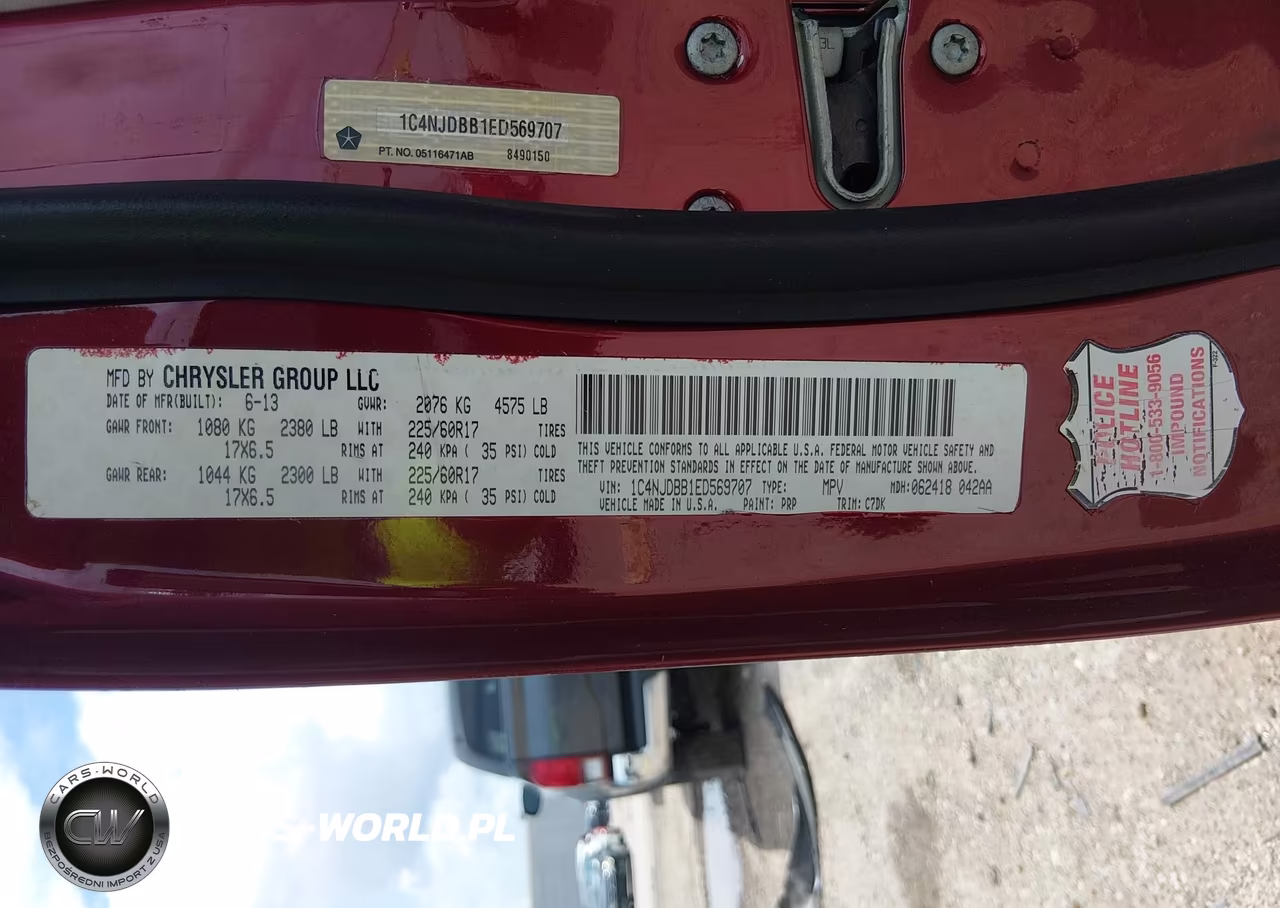 2014 Jeep Compass Sport VIN:1C4NJDBB1ED569707 - 9