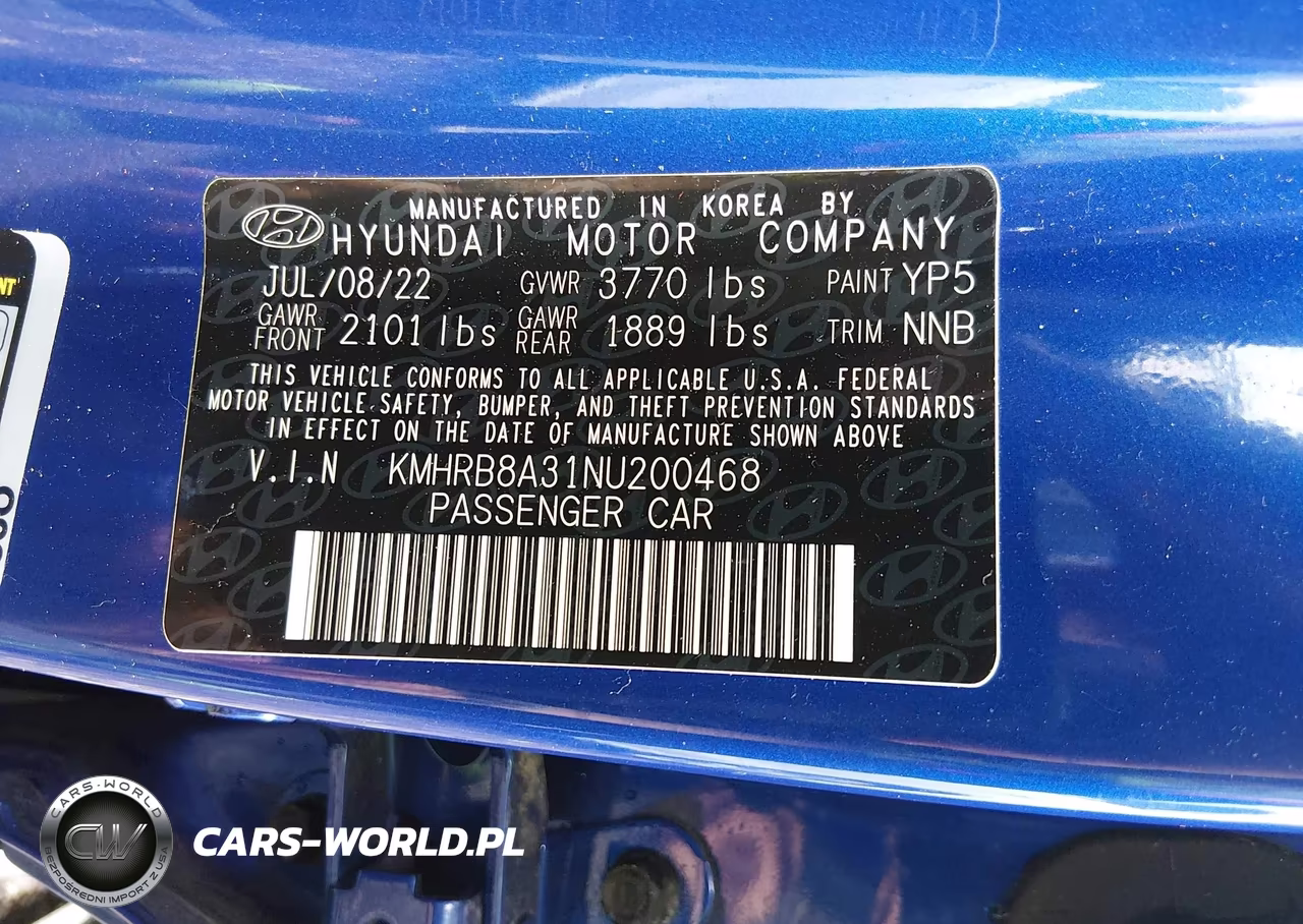 2022 Hyundai Venue Se VIN:KMHRB8A31NU200468 - 9