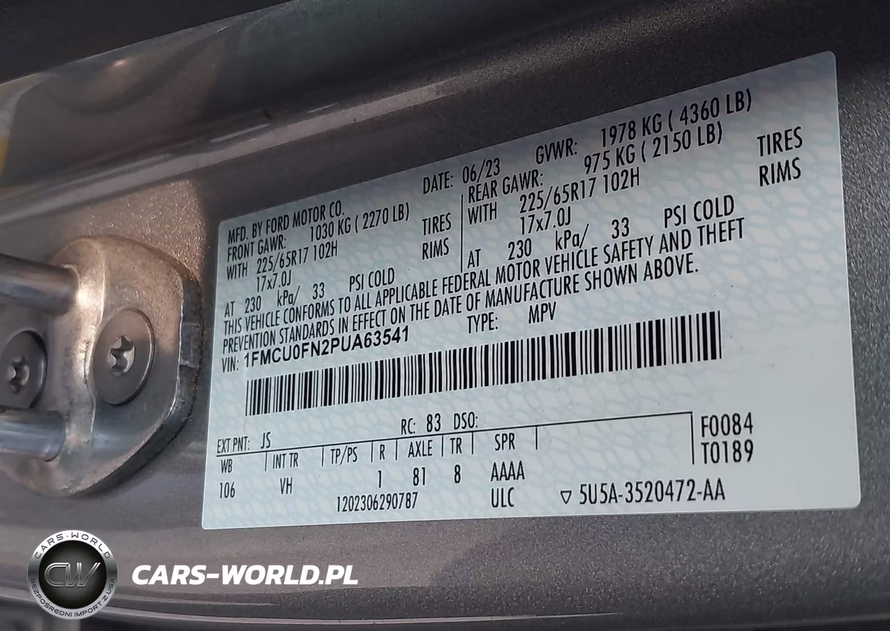 2023 Ford Escape VIN:1FMCU0FN2PUA63541 - 9