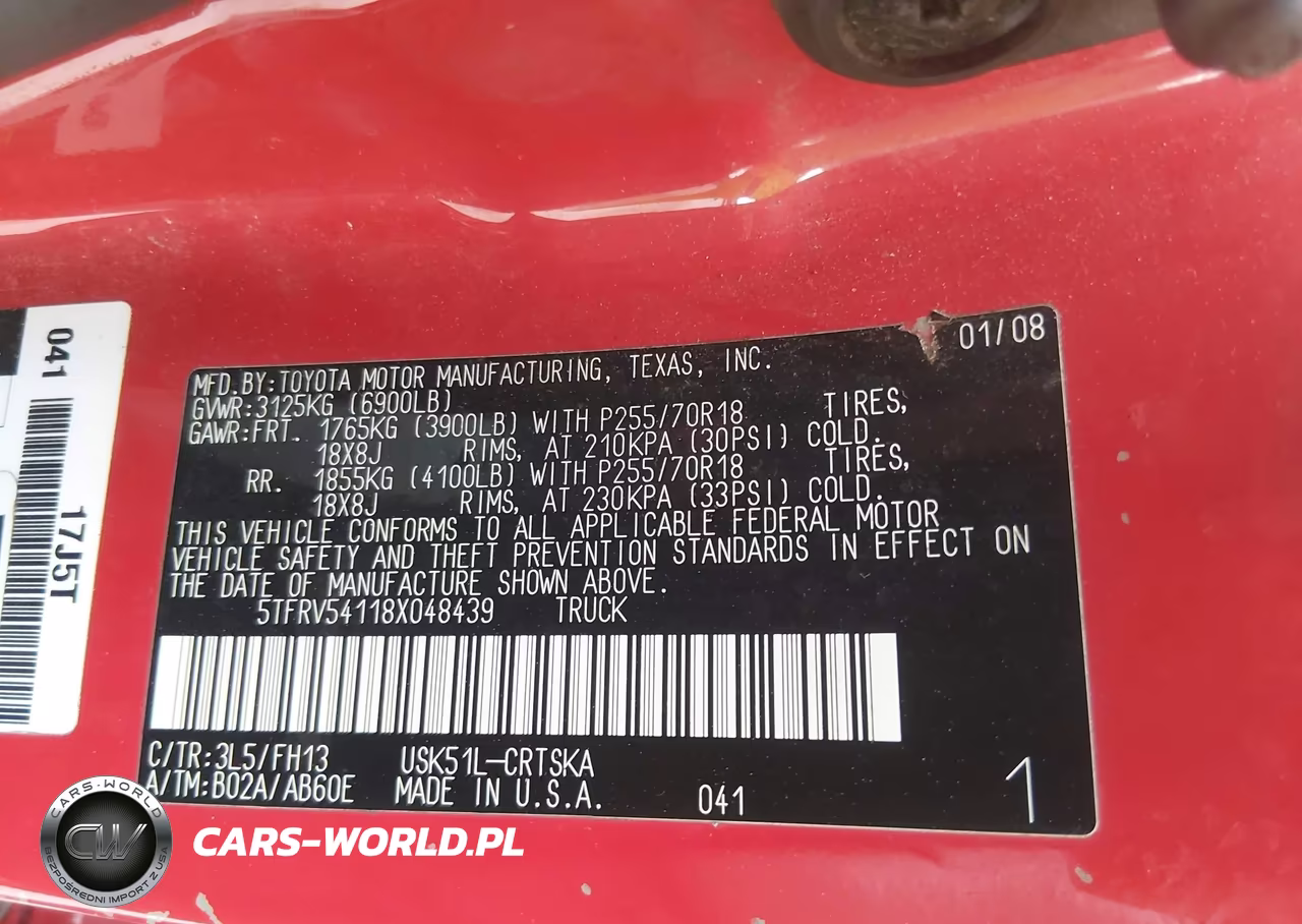 2008 Toyota Tundra Sr5 5.7L V8 VIN:5TFRV54118X048439 - 9