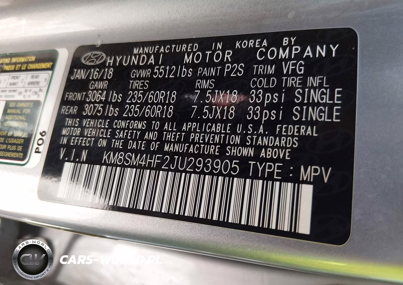 2018 Hyundai Santa Fe Se VIN:KM8SM4HF2JU293905 - 9