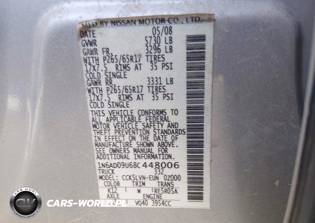 2008 Nissan Frontier Le VIN:1N6AD09U68C448006 - 9
