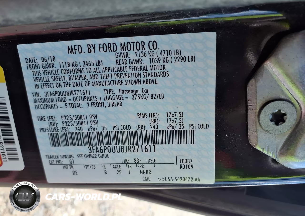 2018 Ford Fusion Hybrid S VIN:3FA6P0UU8JR271611 - 9