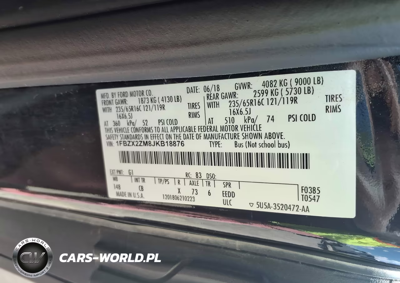 2018 Ford Transit-350 Xl VIN:1FBZX2ZM8JKB18876 - 9