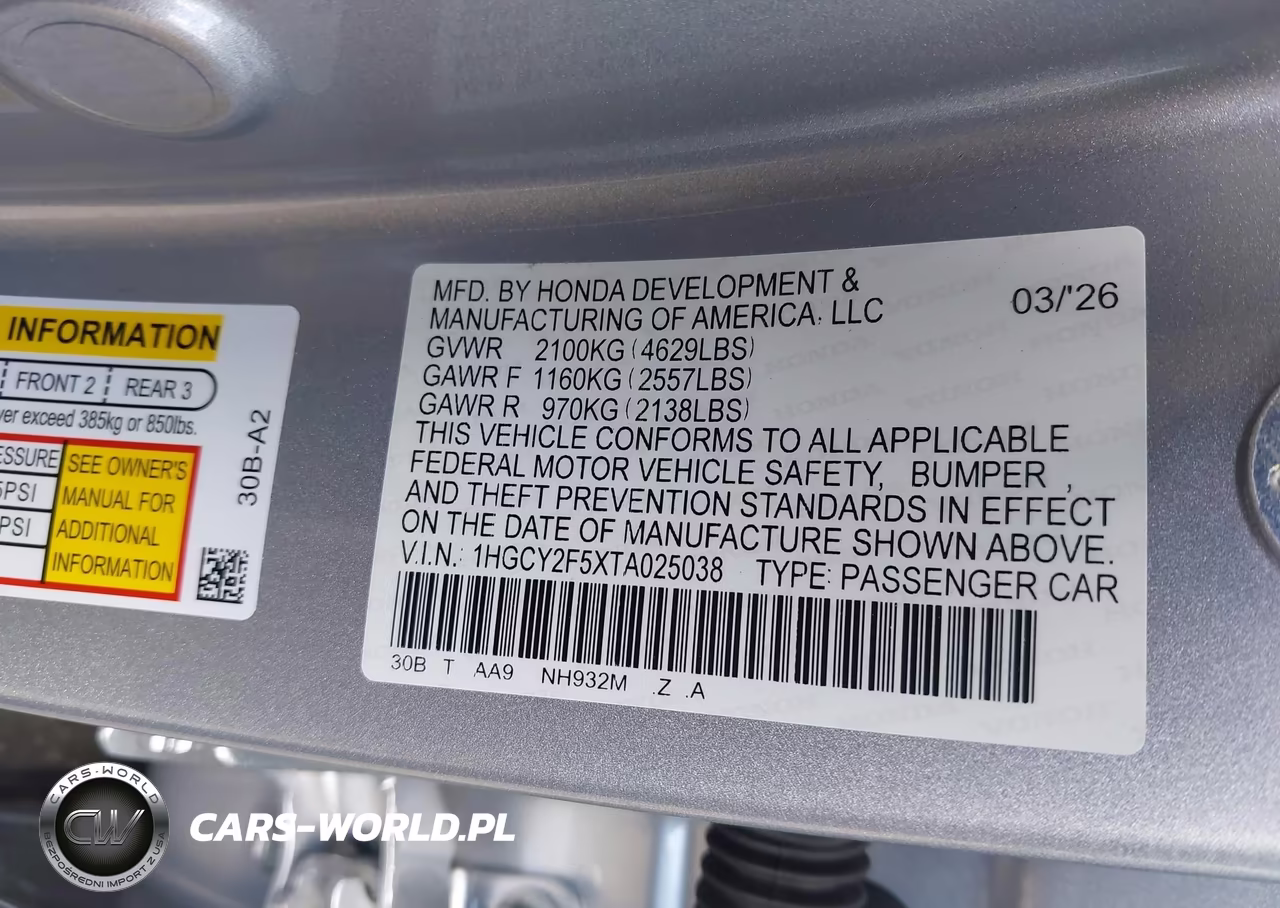 2026 Honda Accord Hybrid Sport VIN:1HGCY2F5XTA025038 - 9