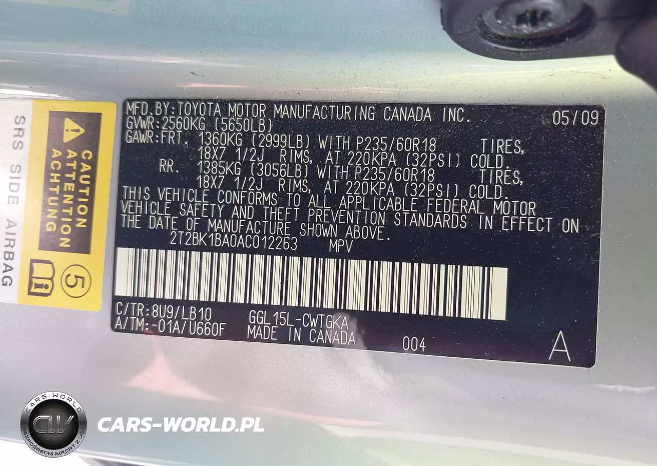 2010 Lexus Rx 350 VIN:2T2BK1BA0AC012263 - 9