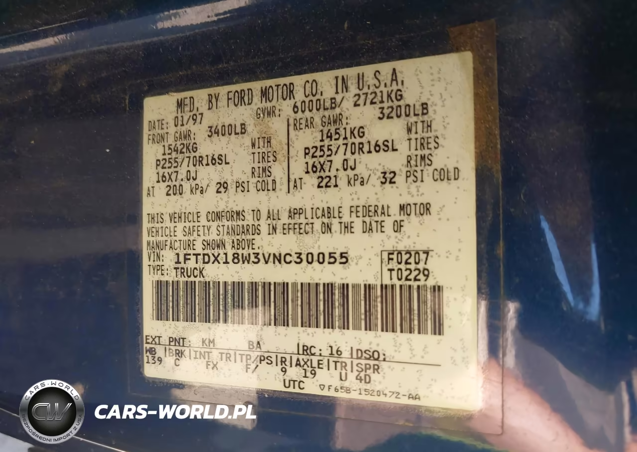 1997 Ford F-150 Lariat-Xl-Xlt VIN:1FTDX18W3VNC30055 - 9