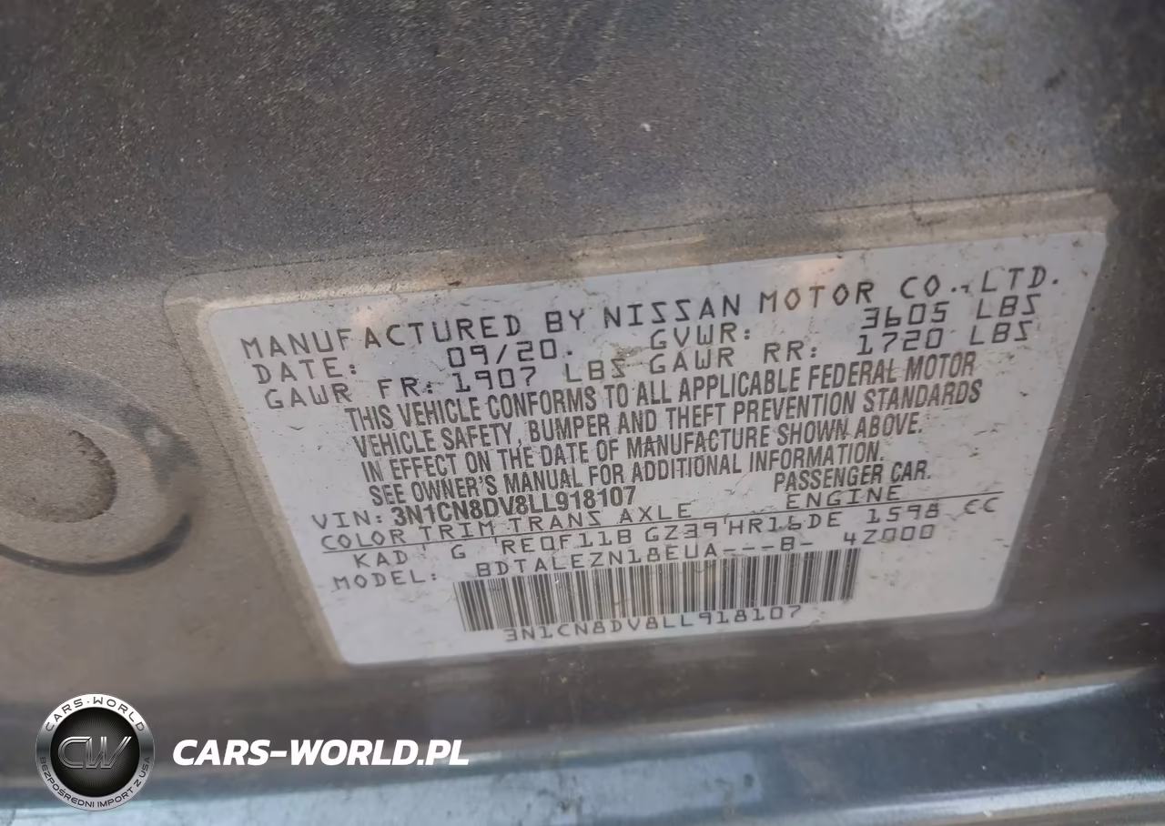 2020 Nissan Versa S Xtronic Cvt VIN:3N1CN8DV8LL918107 - 9