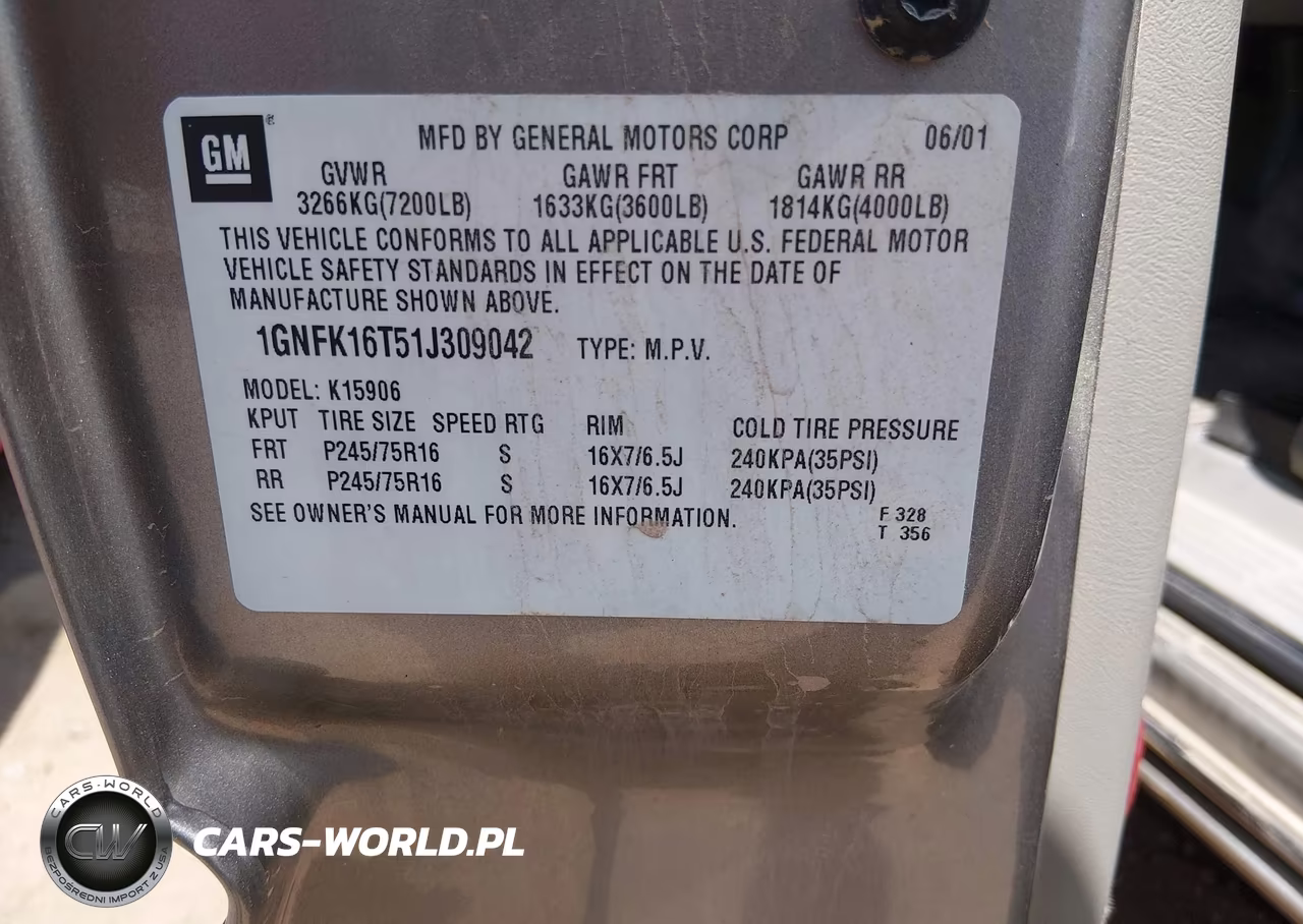 2001 Chevrolet Suburban 1500 Ls VIN:1GNFK16T51J309042 - 9