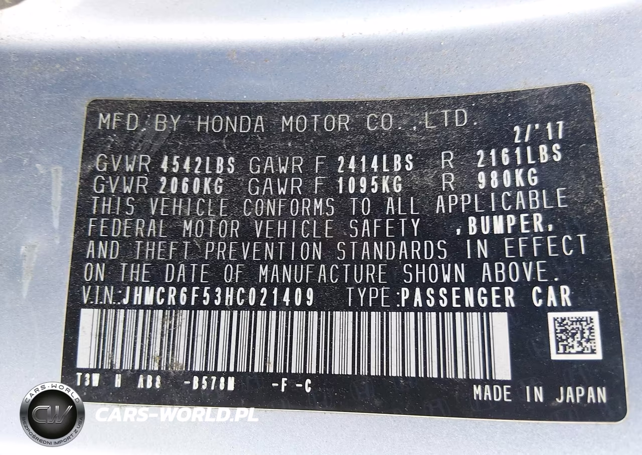 2017 Honda Accord Hybrid Ex-L VIN:JHMCR6F53HC021409 - 9