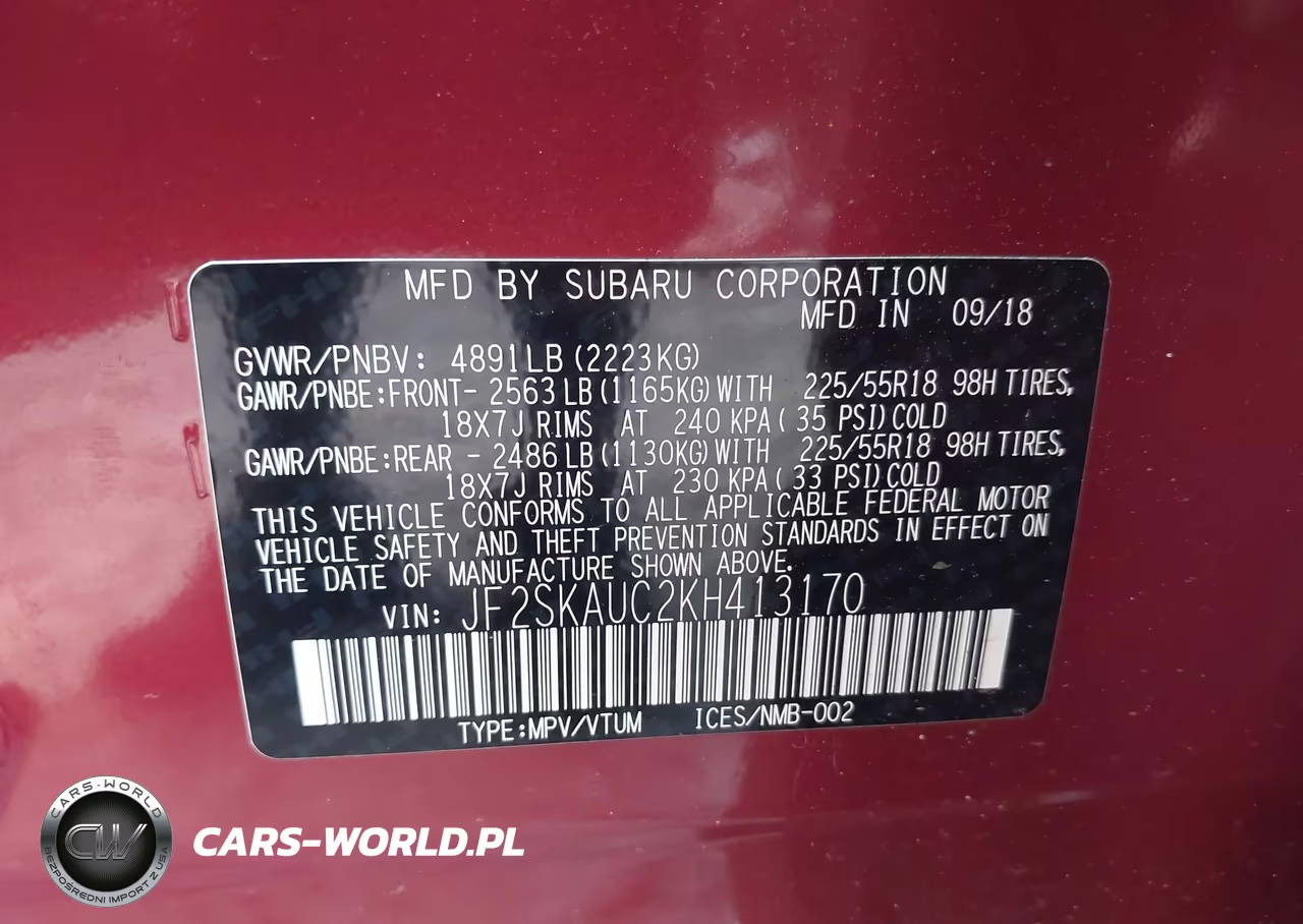 2019 Subaru Forester Limited VIN:JF2SKAUC2KH413170 - 9