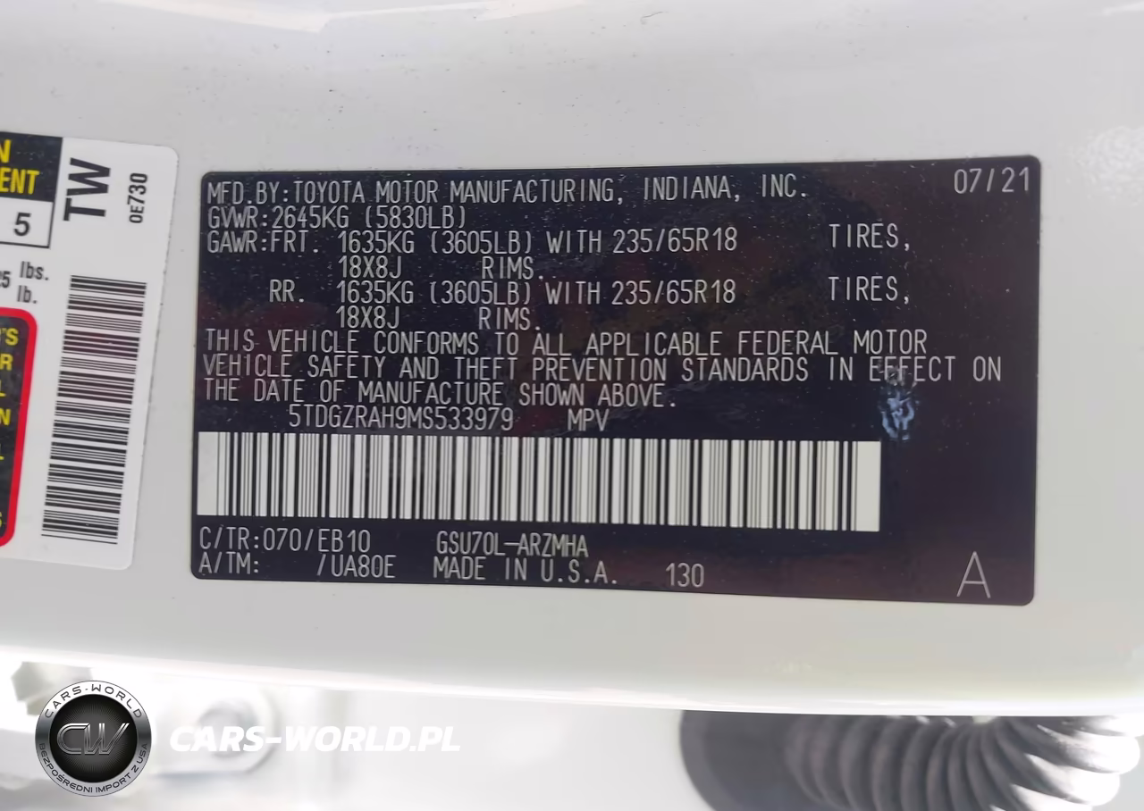 2021 Toyota Highlander Xle VIN:5TDGZRAH9MS533979 - 9