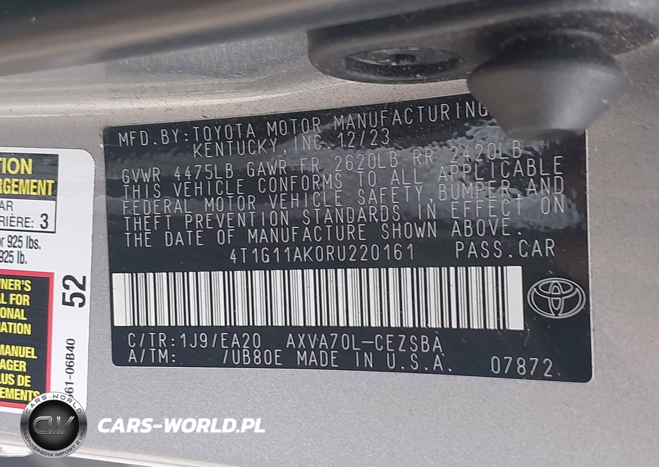 2024 Toyota Camry Se VIN:4T1G11AK0RU220161 - 9
