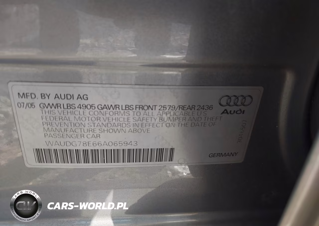 2006 Audi A4 3.2 VIN:WAUDG78E66A065943 - 9