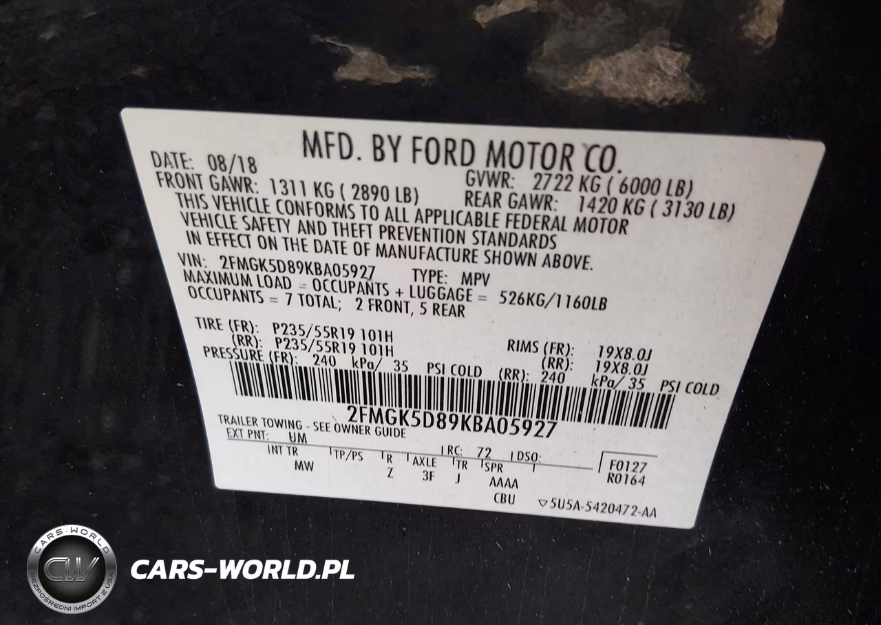 2019 Ford Flex Limited VIN:2FMGK5D89KBA05927 - 9