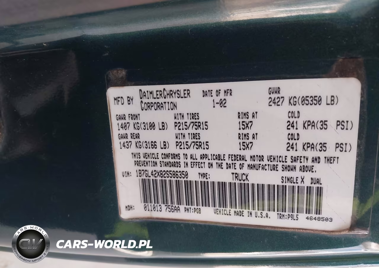 2002 Dodge Dakota Slt VIN:1B7GL42X82S586350 - 9