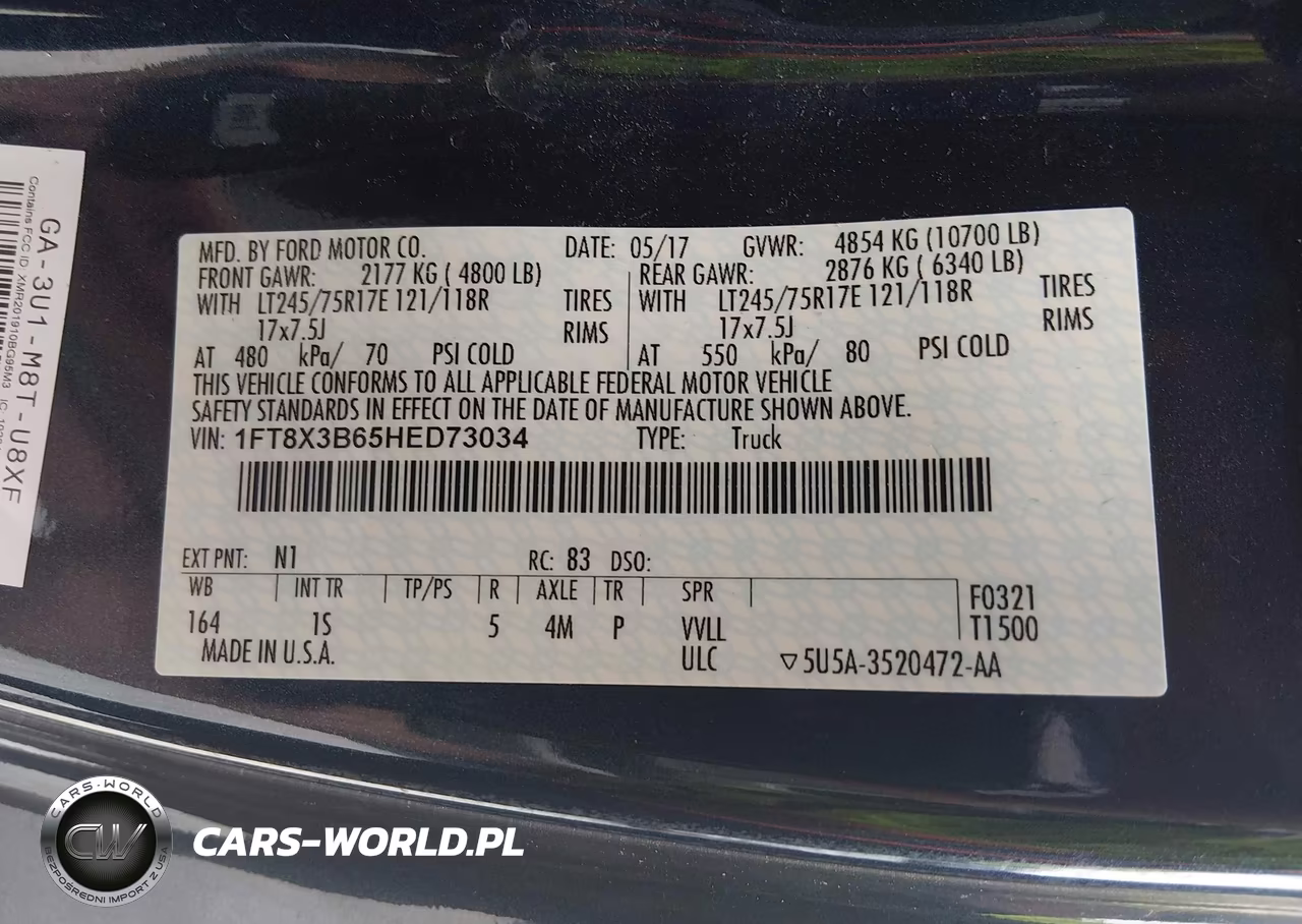 2017 Ford F-350 Xl VIN:1FT8X3B65HED73034 - 9