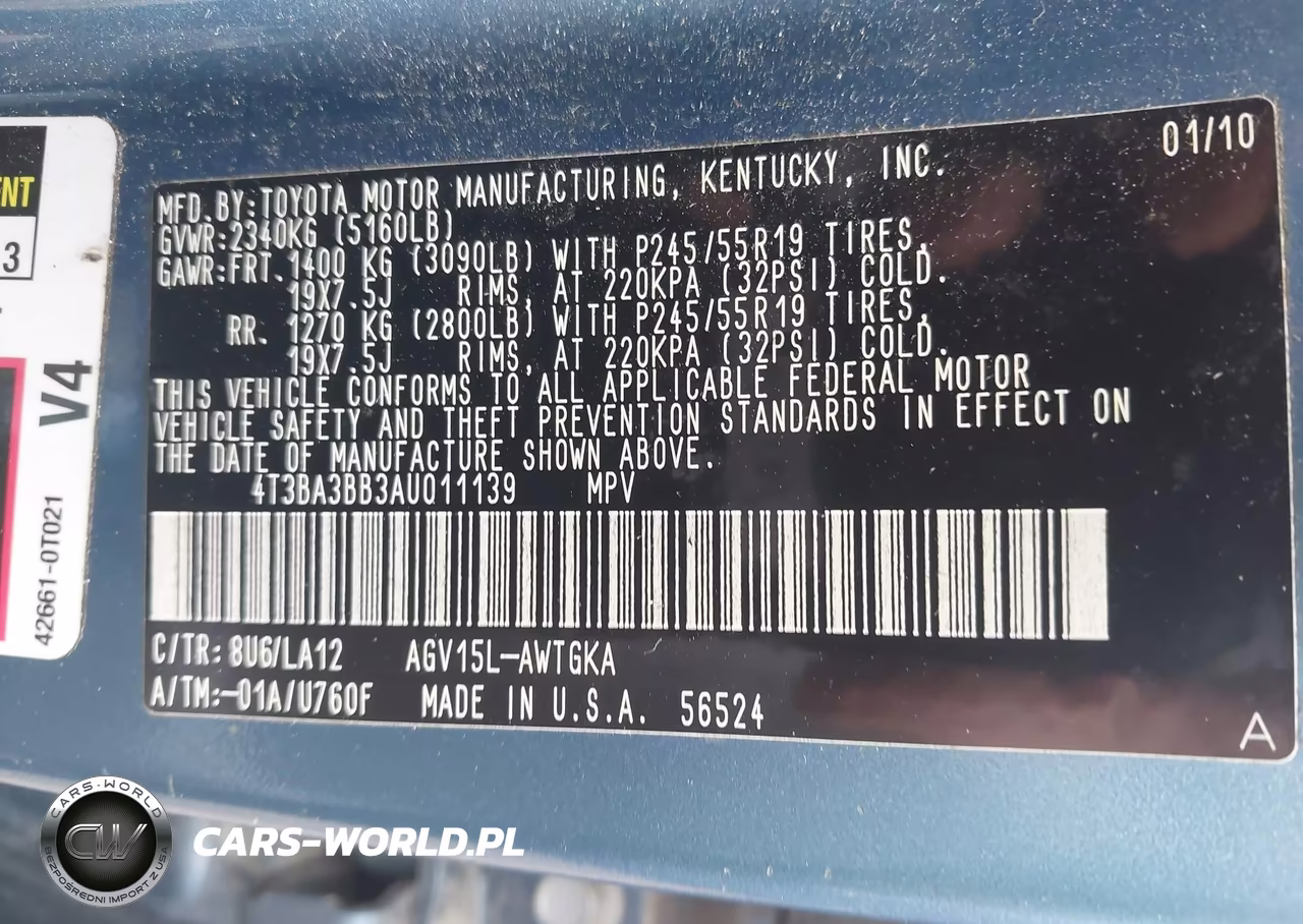2010 Toyota Venza VIN:4T3BA3BB3AU011139 - 9