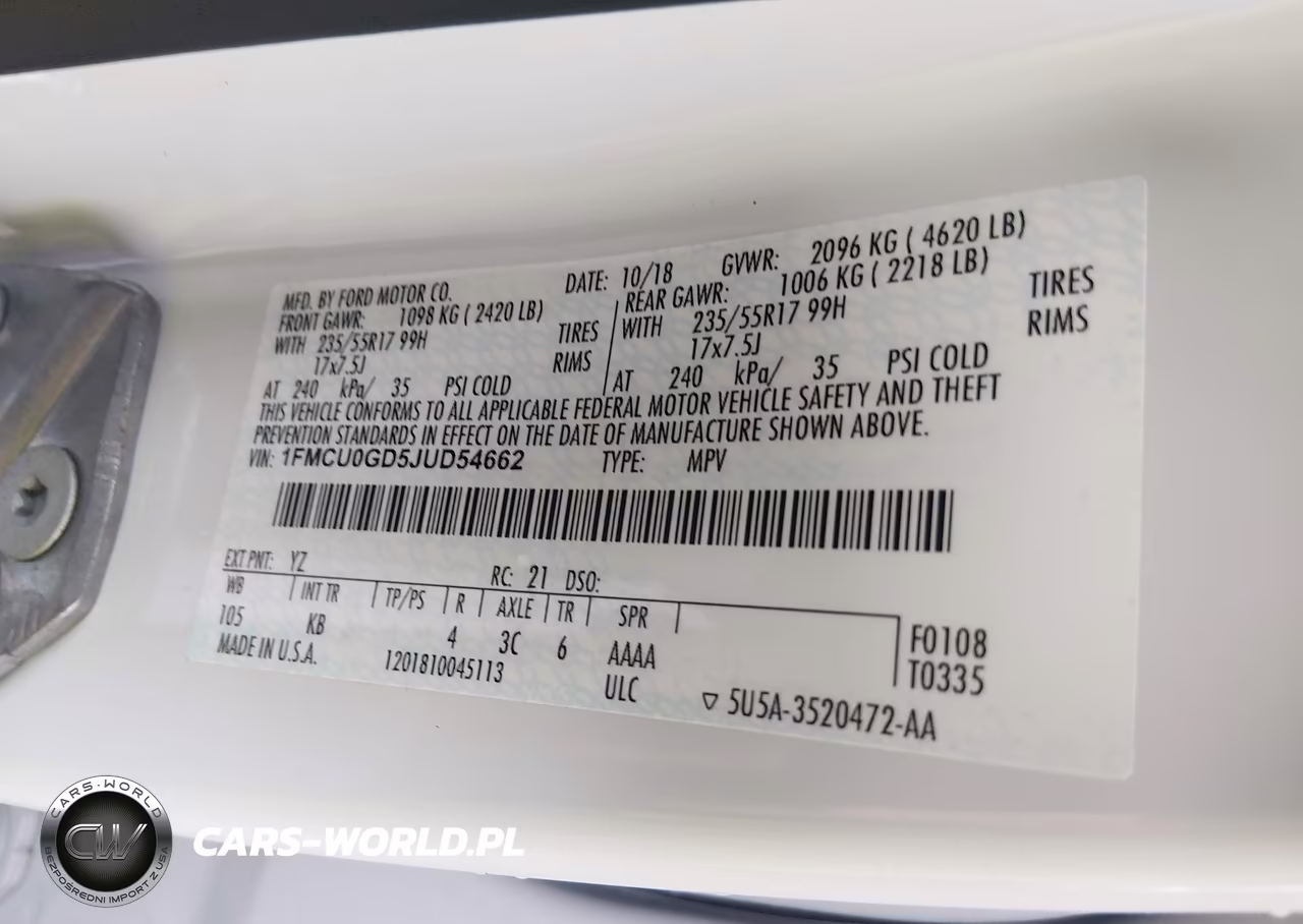2018 Ford Escape Se VIN:1FMCU0GD5JUD54662 - 9