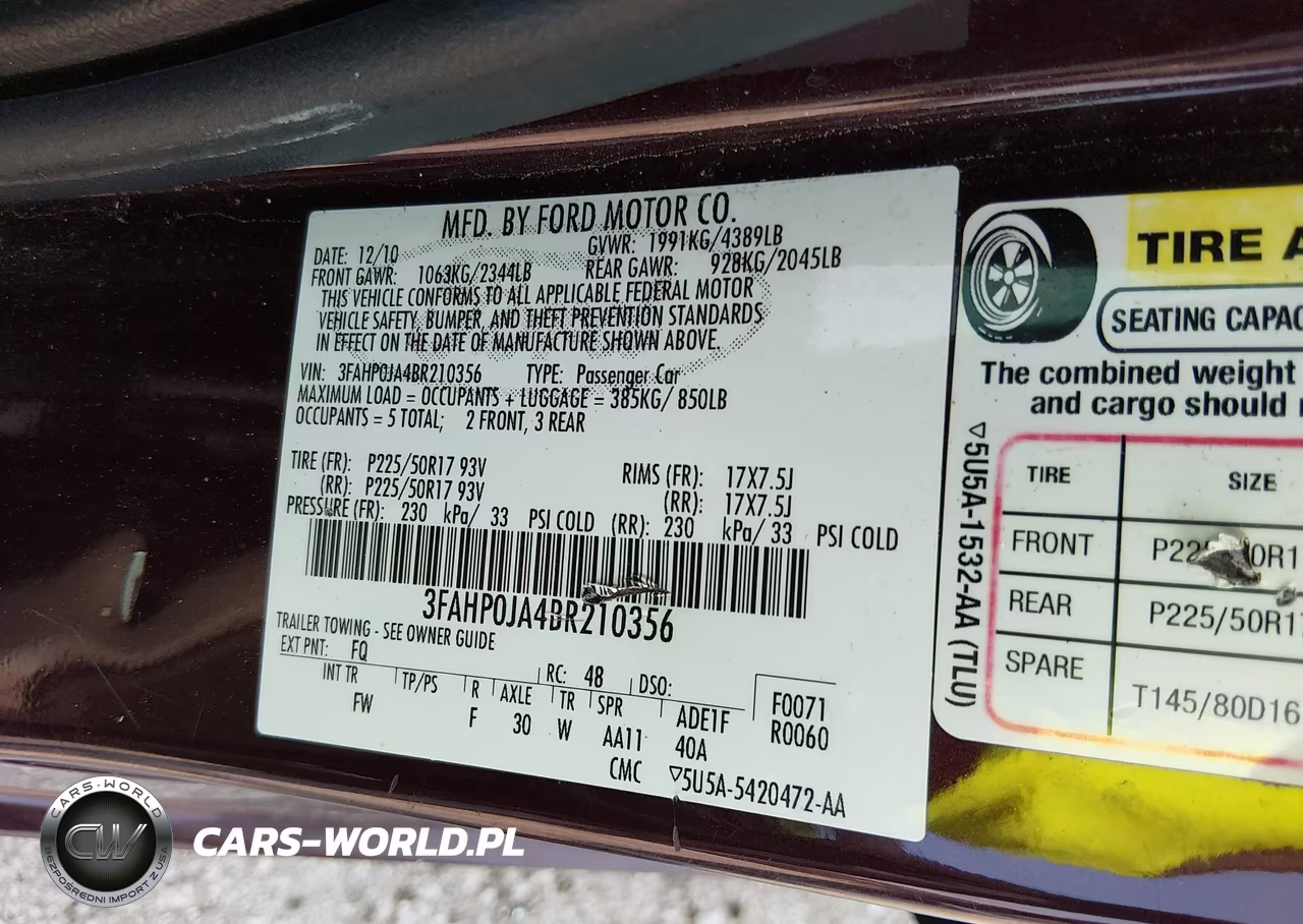 2011 Ford Fusion Sel VIN:3FAHP0JA4BR210356 - 9