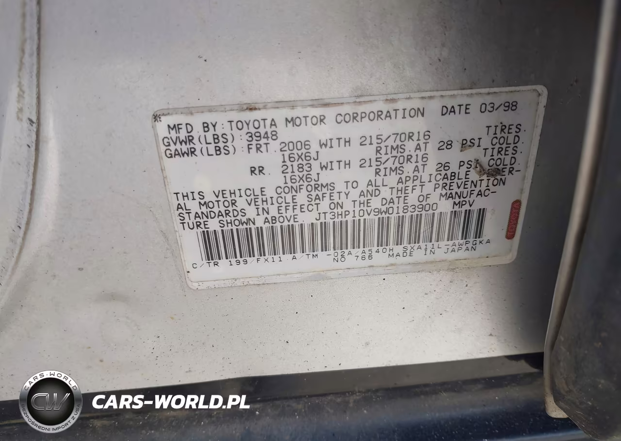 1998 Toyota Rav4 VIN:JT3HP10V9W0183900 - 9