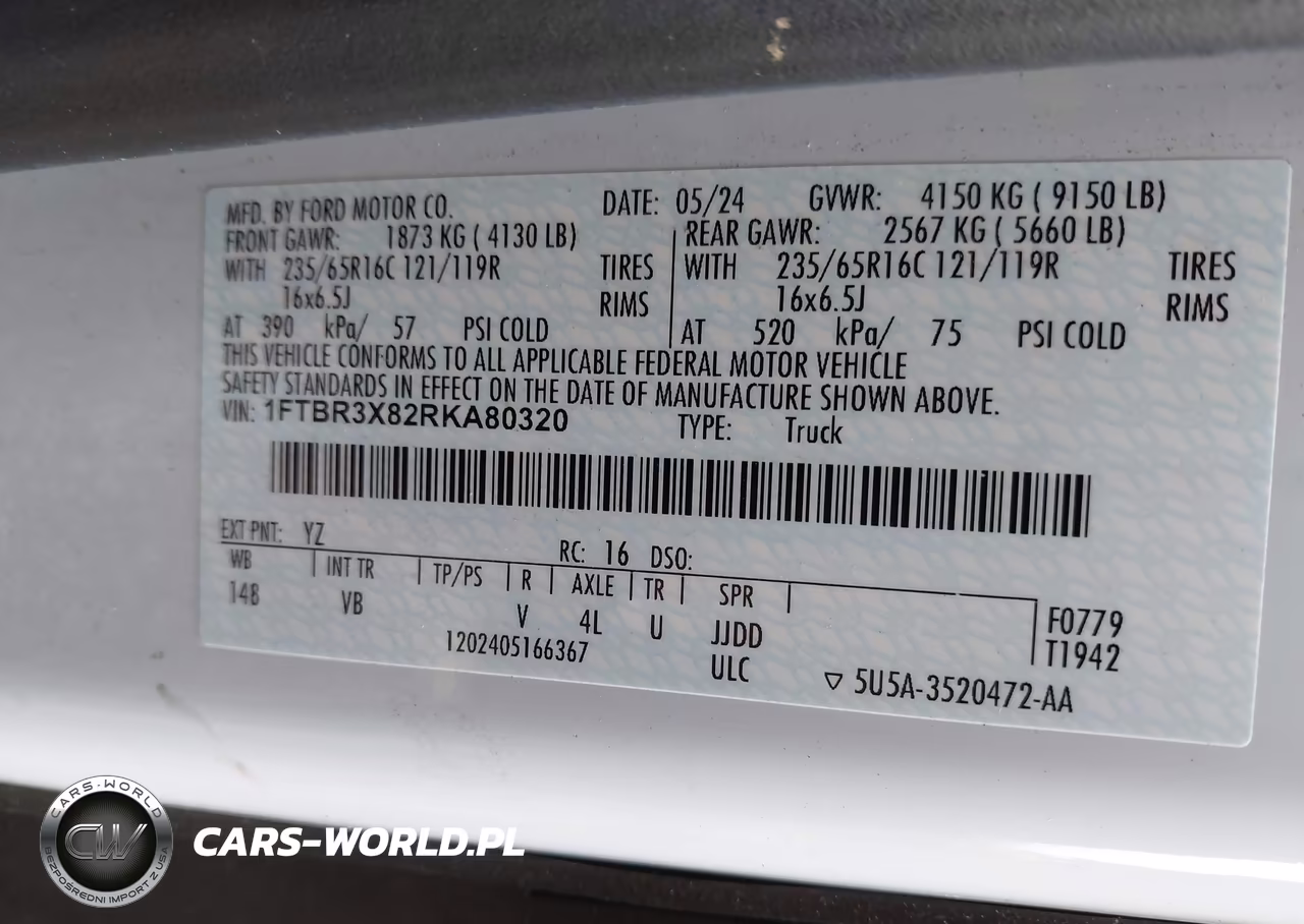 2024 Ford Transit-250 Cargo Van VIN:1FTBR3X82RKA80320 - 9