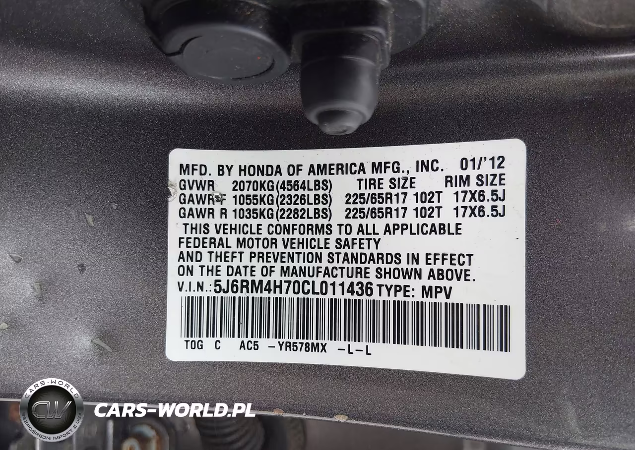 2012 Honda Cr-V Ex-L VIN:5J6RM4H70CL011436 - 9