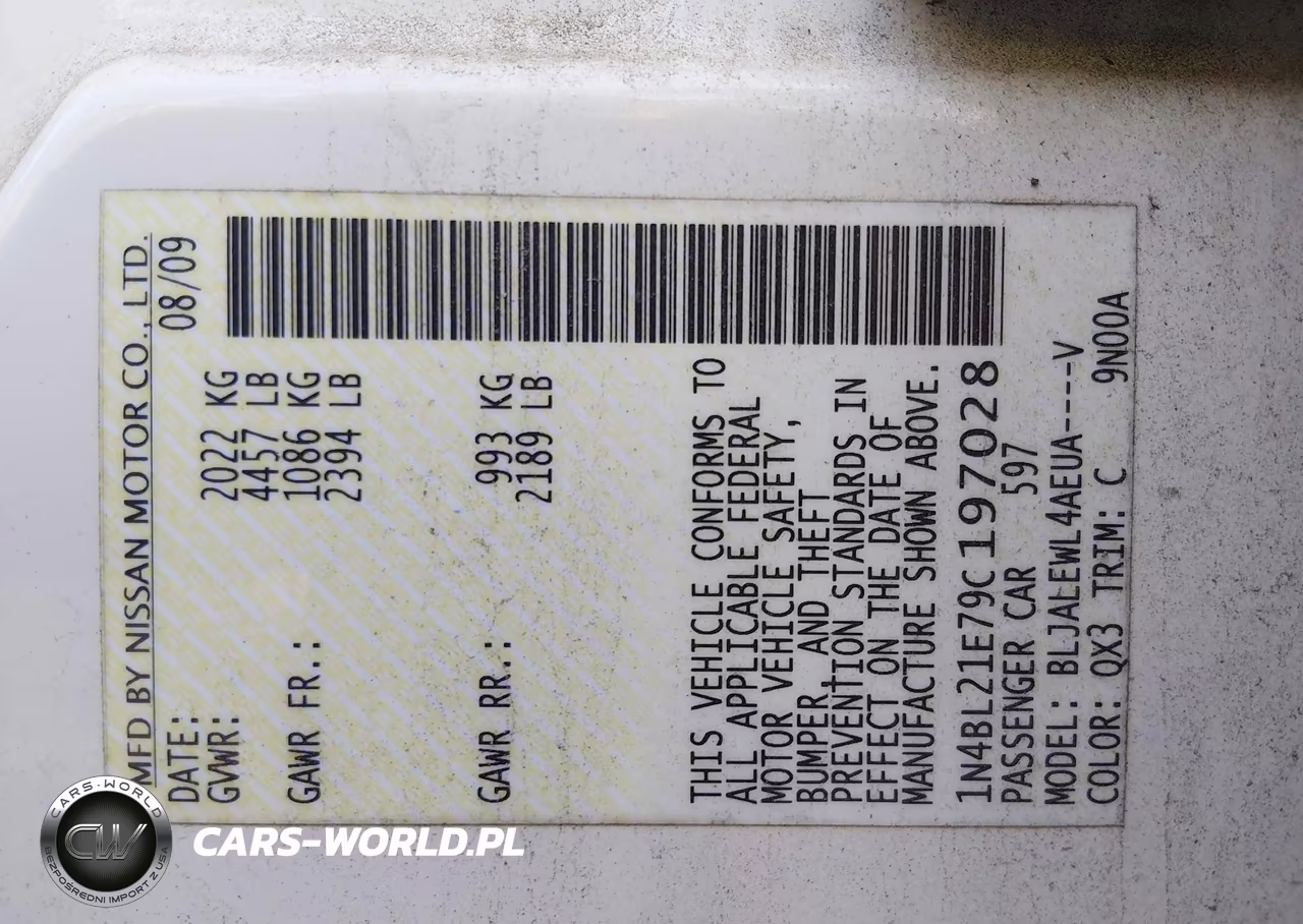 2009 Nissan Altima 3.5 Sl VIN:1N4BL21E79C197028 - 9