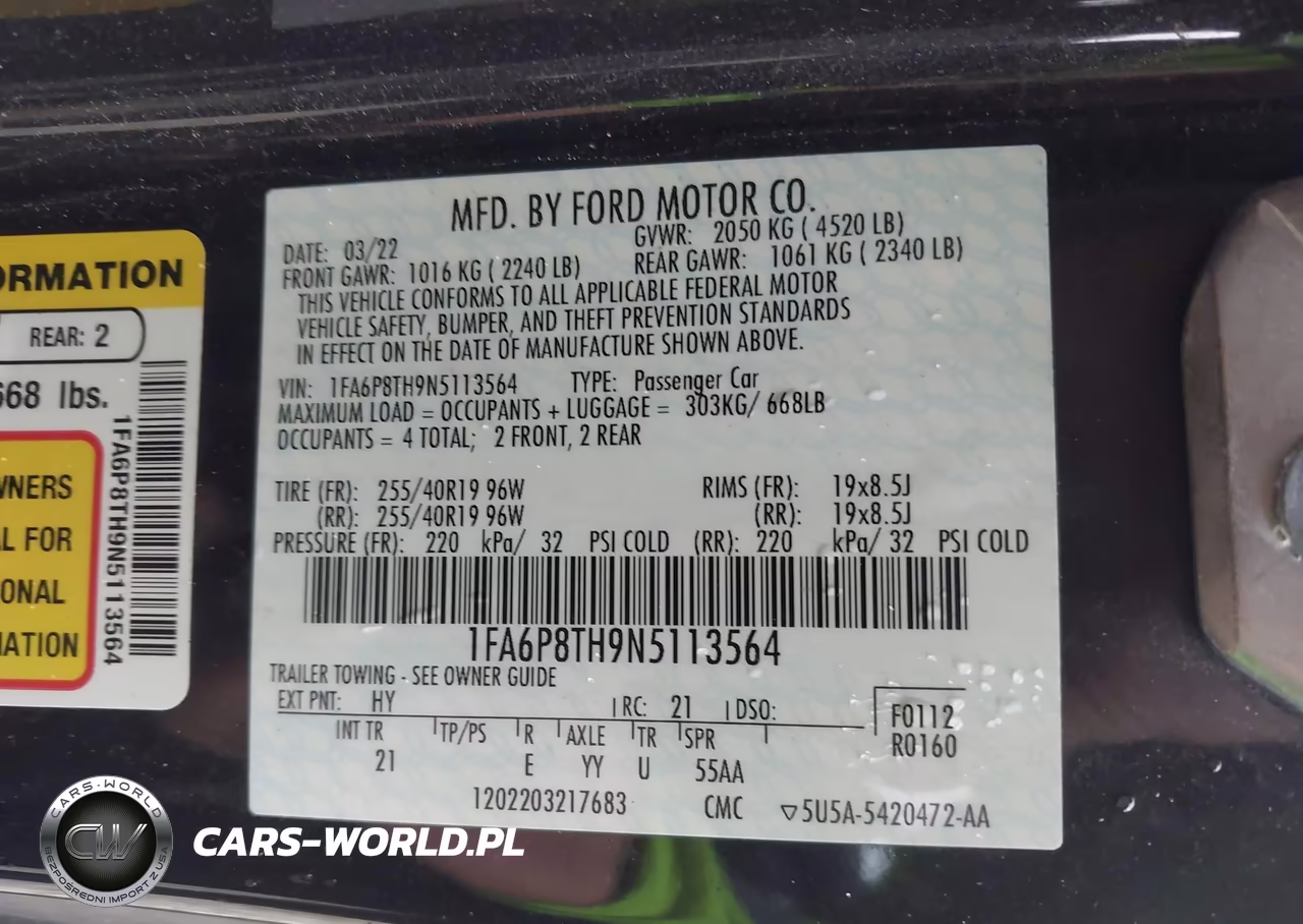 2022 Ford Mustang Ecoboost Fastback VIN:1FA6P8TH9N5113564 - 9