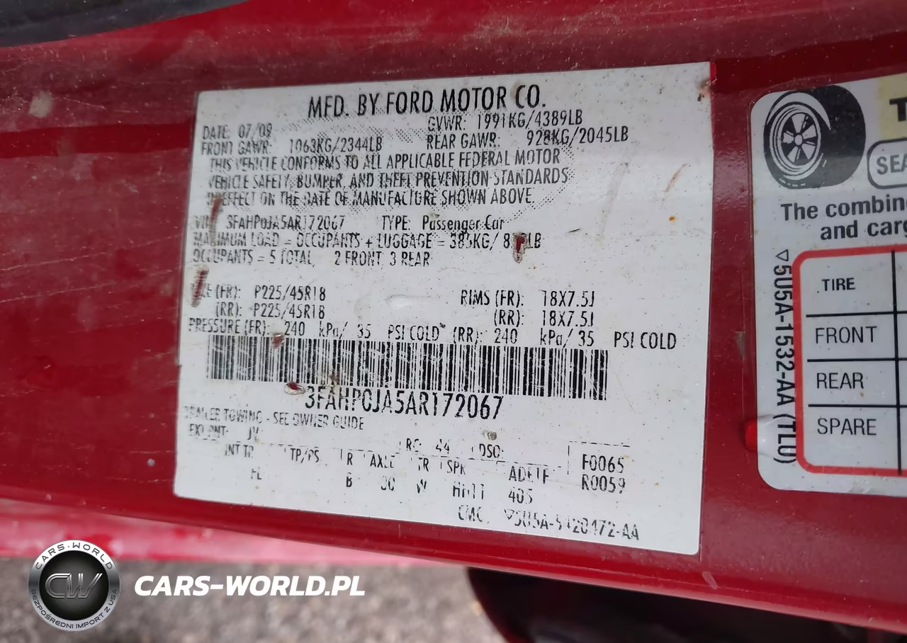 2010 Ford Fusion Sel VIN:3FAHP0JA5AR172067 - 9