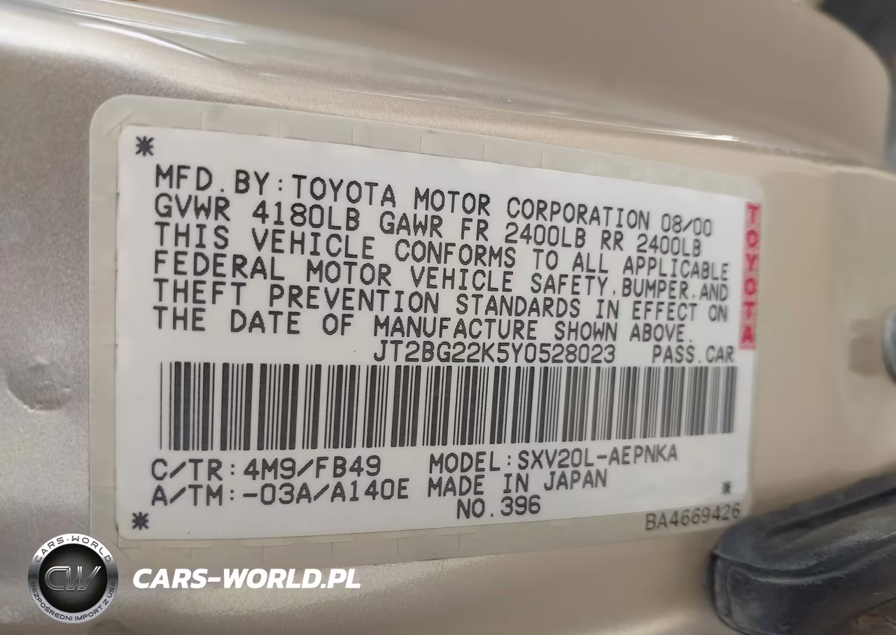2000 Toyota Camry Le VIN:JT2BG22K5Y0528023 - 9