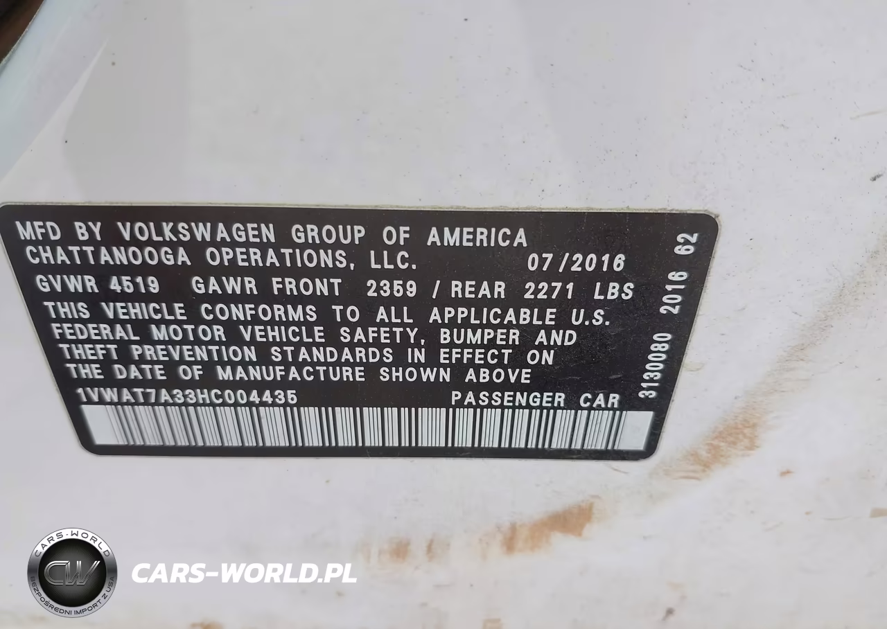 2017 Volkswagen Passat 1.8T S VIN:1VWAT7A33HC004435 - 9