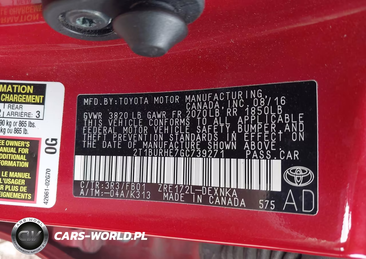 2016 Toyota Corolla Le VIN:2T1BURHE7GC739271 - 9